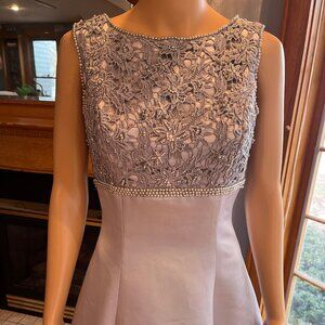 *Amy Lee Gray Beaded Lace Satin Tank Empire Wedding Dress Bridal Gown Size 10